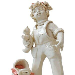 Vintage 90s Elfriede Meindl Ceramic Figurine Girl with Teddy Bear Nova Scotia